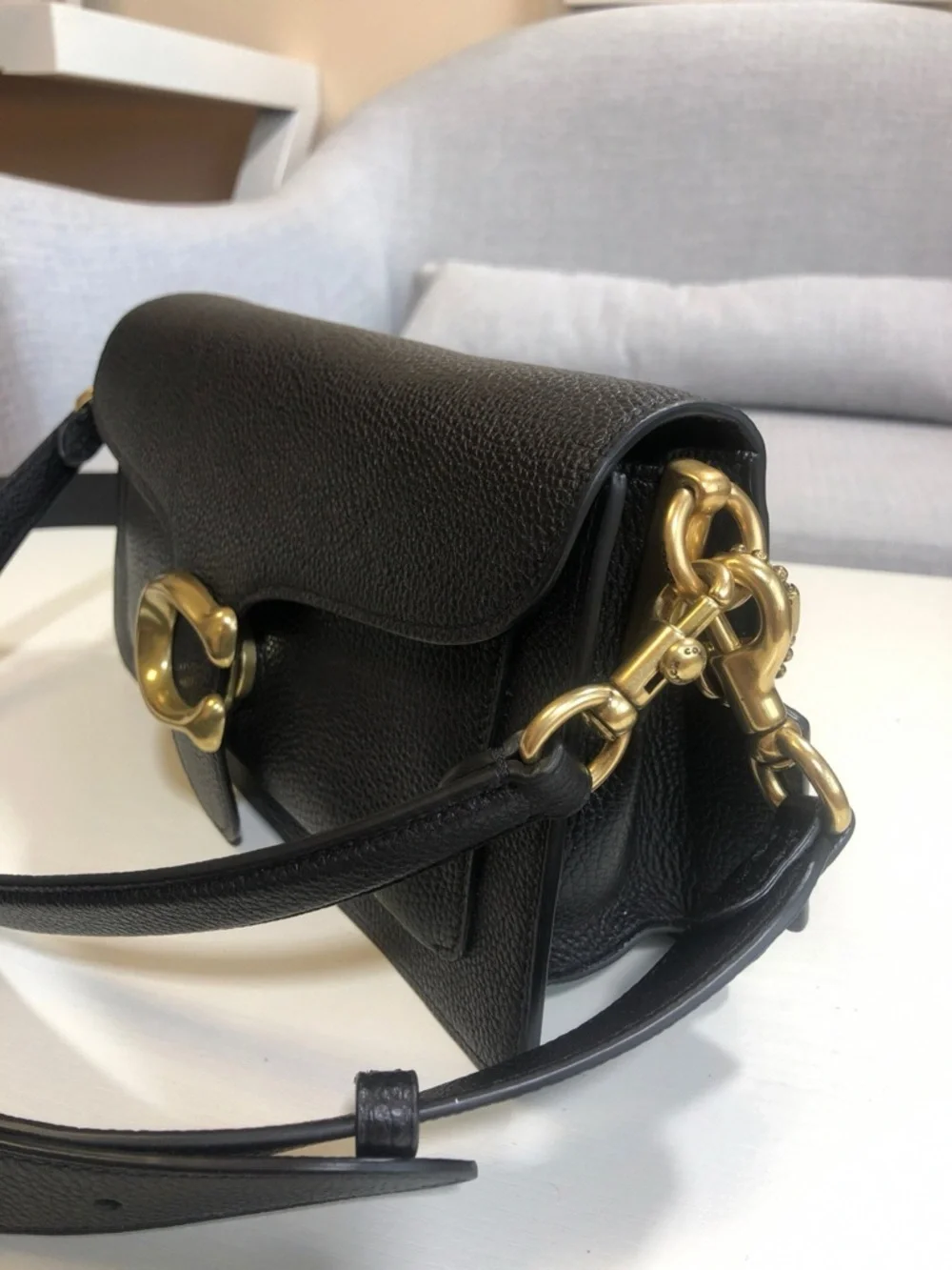 Coach Tabby Black Shoulder Bag Pebbled Leather Classic - Picture 2 of 9